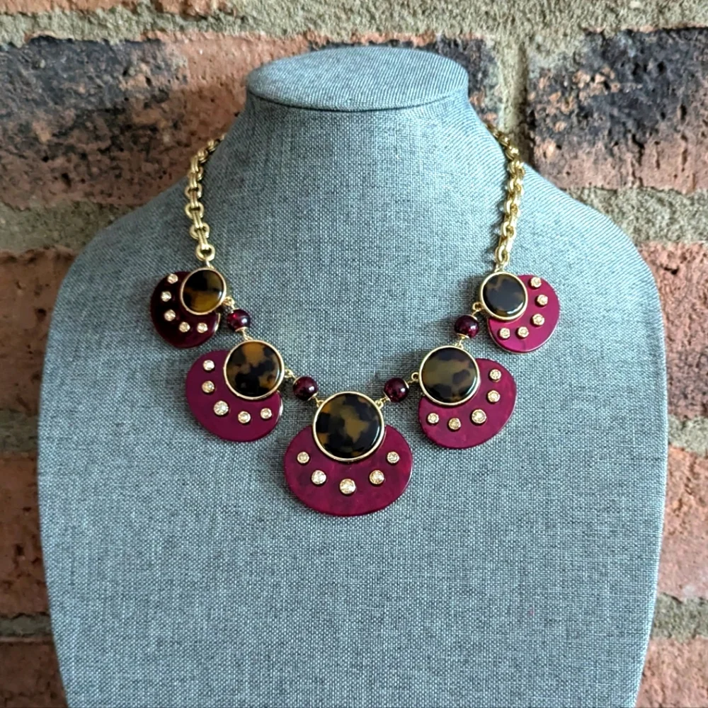 Chico's Shiraz-Hued Faux Tortoiseshell Bib Necklace